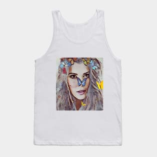 beautiful elf girl with colorful butterflies Tank Top